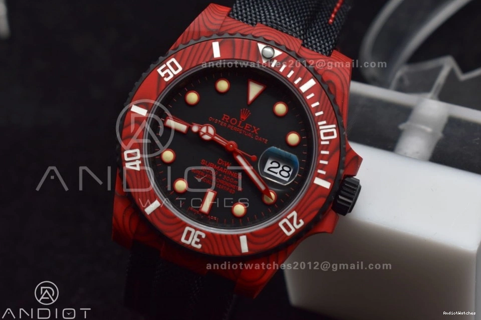 Affordable Nylon Black Submariner Black Best VS Red on DIW VSF Carbon Dial Strap 1:1 473 Edition 0410
